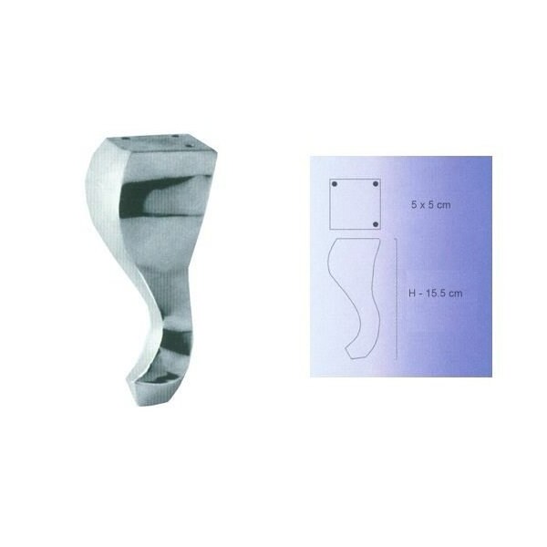 Richelieu Curved Aluminum Furniture Leg, 6 in (152 mm), Polished Aluminum - 5600130