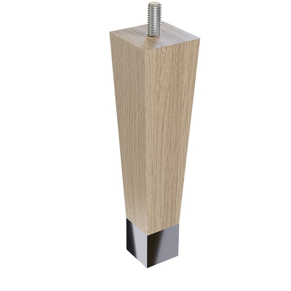 Designs Of Distinction 6" Square Tapered Leg with bolt and 1" Satin Brass Ferrule - White Oak - 01241006WKSB6