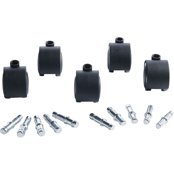 Master Caster Duet Soft-Wheel Casters, 0.44" x 0.88" Grip Ring Type B Stems, 2" Poly Wheels, Matte Black, PK5 - 23624
