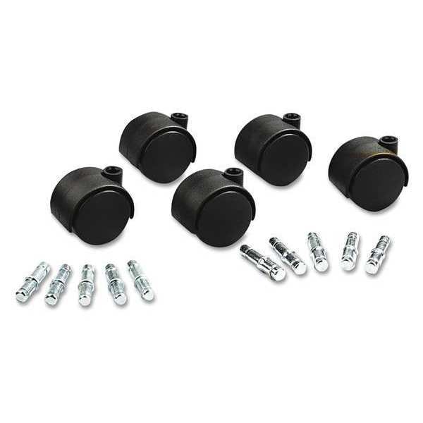 Master Caster Duet Soft-Wheel Casters, 0.44" x 0.88" Grip Ring Type B Stems, 2" Poly Wheels, Matte Black, PK5 - 23624
