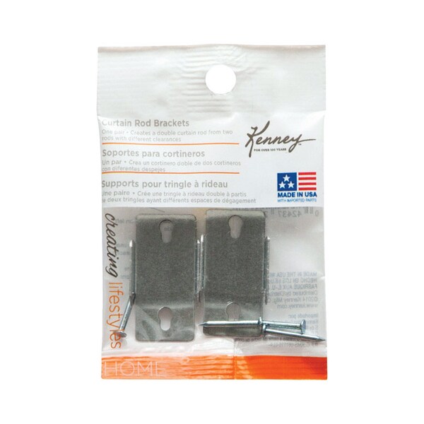Kenney Mfg Kenney Chrome Silver Double Curtain Rod Bracket 4.5 in. L - KN852
