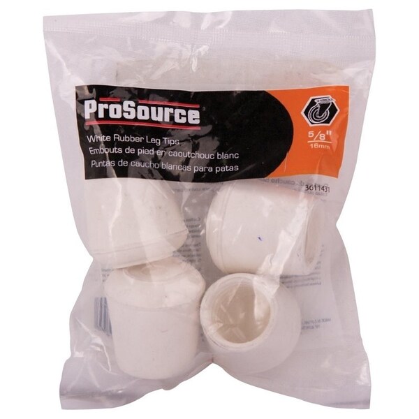 Prosource Furniture Leg Tip, Round, Rubber, White, 5/8 in Dia, 1.1 in H - FE-50642-B