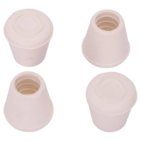 Prosource Furniture Leg Tip, Round, Rubber, White, 1/2 in Dia, 1.1 in H - FE-50641-B