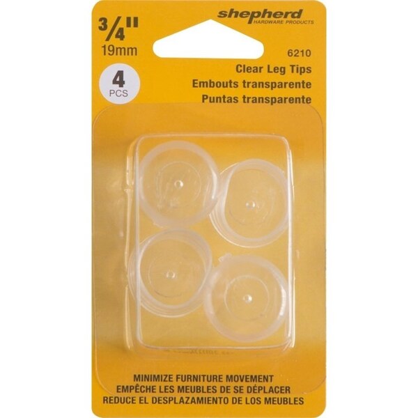 Shepherd Hardware Leg Tip, Round, Plastic, Clear, 3/4 in Dia, 3/4 in H - 6210