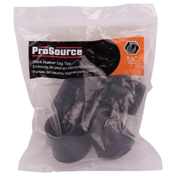 Prosource Furniture Leg Tip, Round, Rubber, Black, 5/8 in Dia, 1.1 in H - FE-50633-B