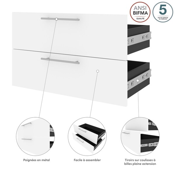 Bestar Orion 2 Drawer Set for Orion 30W Shelving Unit, White & Walnut Grey - 116161-000017