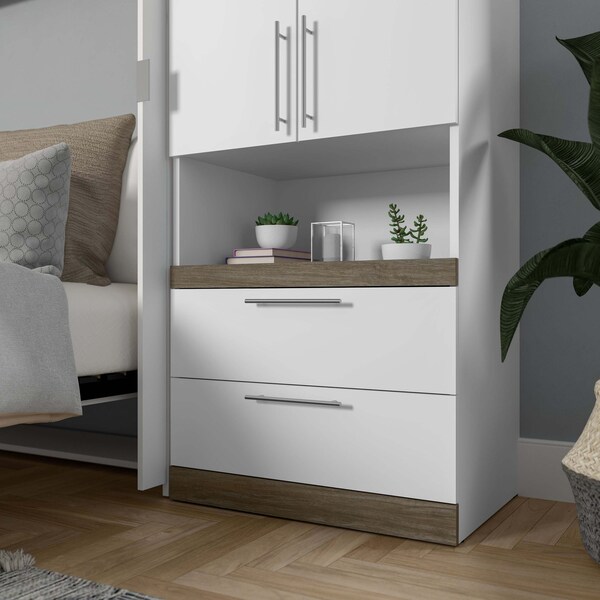 Bestar Orion 2 Drawer Set for Orion 30W Shelving Unit, White & Walnut Grey - 116161-000017