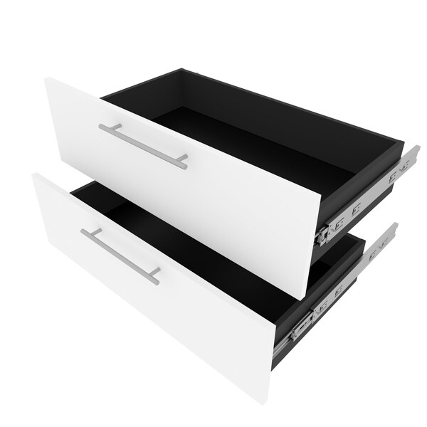 Bestar Orion 2 Drawer Set for Orion 30W Shelving Unit, White & Walnut Grey - 116161-000017