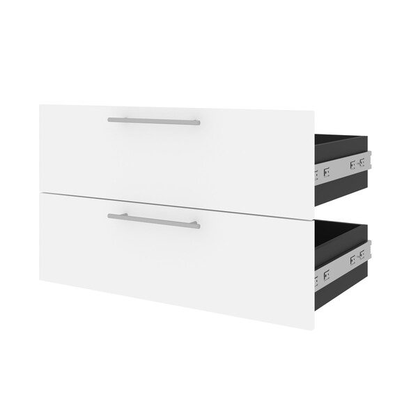 Bestar Orion 2 Drawer Set for Orion 30W Shelving Unit, White & Walnut Grey - 116161-000017