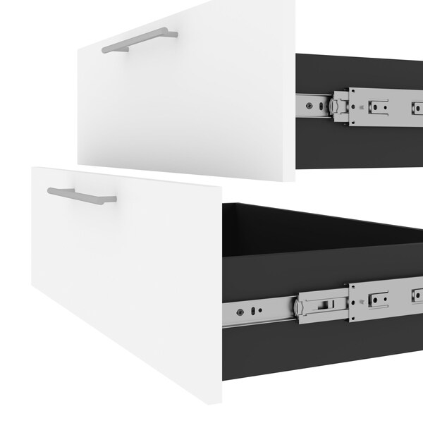 Bestar Orion 2 Drawer Set for Orion 30W Shelving Unit, White & Walnut Grey - 116161-000017