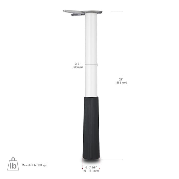 Richelieu Adjustable Legs for Children's Furniture, 23 in (584 mm), White and Black, PK 4 - 6543090
