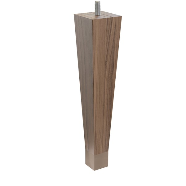 Designs Of Distinction 9" Square Tapered Leg with bolt and 1" Flat Black Ferrule - Walnut - 01241009WLWR6