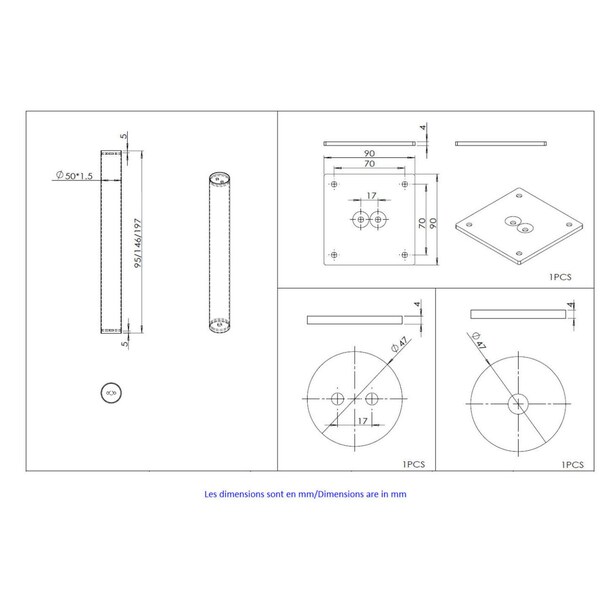 Richelieu 8-inch (203 mm) Round Leg with Levelling Glide, Stainless Steel - 75028170