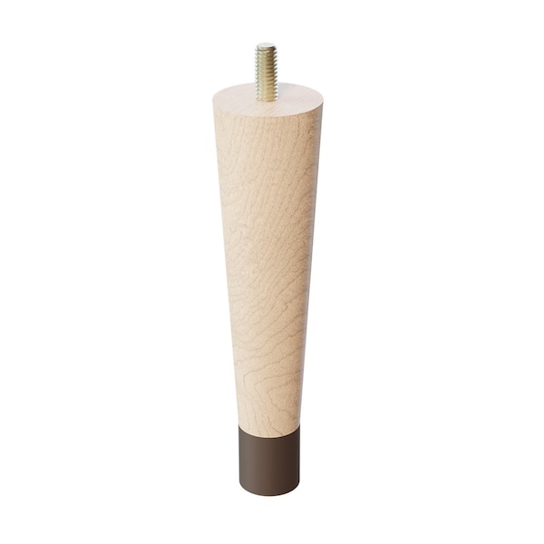 Designs Of Distinction 6" Round Tapered Leg W/ bolt and 1" Warm Bronze Ferrule - Hardwood W/ Semi-Gloss Clear Coat Finish - 01240006MAWB8