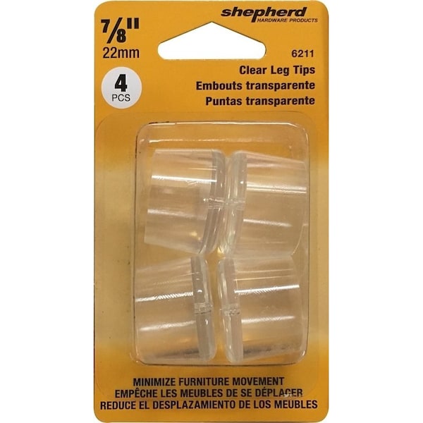 Shepherd Hardware Leg Tip, Round, Plastic, Clear, 7/8 in Dia, 3/4 in H - 6211