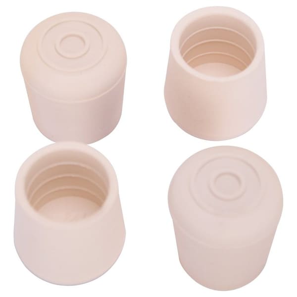 Prosource Furniture Leg Tip, Round, Rubber, White, 1-1/4 in Dia, 1-5/8 in H - FE-50647-PS