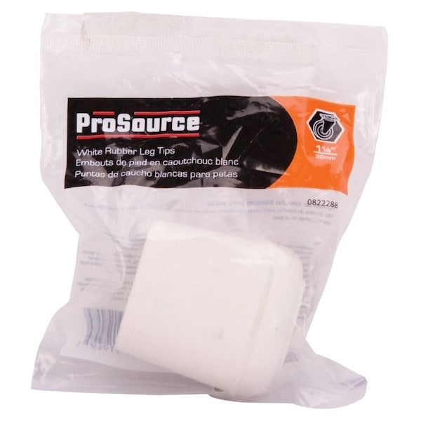 Prosource Furniture Leg Tip, Round, Rubber, White, 1-1/4 in Dia, 1.7 in H - FE-50647-B