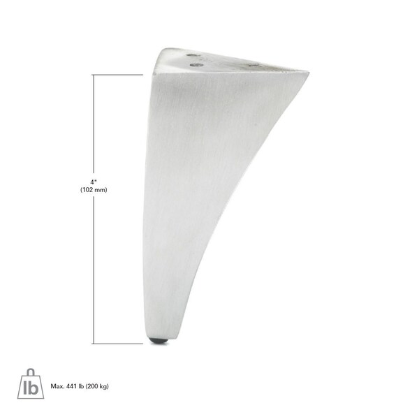 Richelieu Aluminum Furniture Leg, 4 in (102 mm), Polished Aluminum - BP5600125