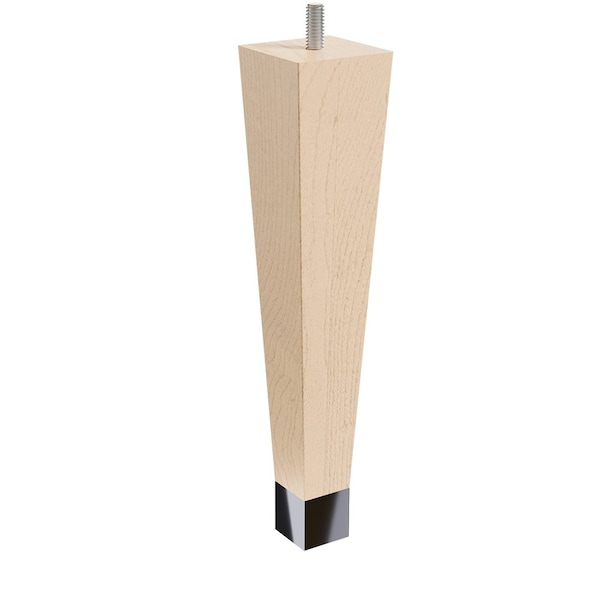 Designs Of Distinction 9" Square Tapered Leg with bolt and 1" Chrome Ferrule - Hardwood with Semi-Gloss Clear Coat Finish - 01241009MACR8