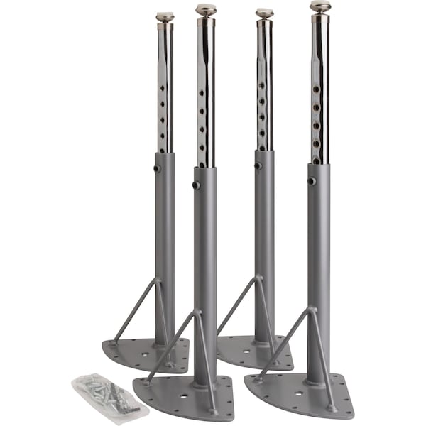 Lorell Leg Kit for Activity Table, Height-Adjustable 17" to 25", Chrome/Silver Mist, 4 ct - LLR99927