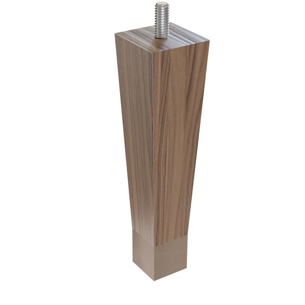 Designs Of Distinction 6" Square Tapered Leg W/ bolt and 1" Warm Bronze Ferrule - Walnut W/ Semi-Gloss Clear Coat Finish - 01241006WLWB8