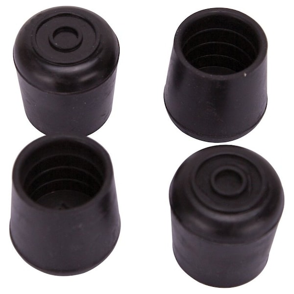 Prosource Furniture Leg Tip, Round, Rubber, Black, 1-1/4 in Dia, 1-5/8 in H - FE-50638-PS