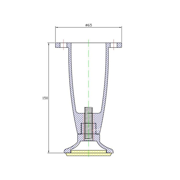 Richelieu Adjustable Contemporary Furniture Leg, 5 29/32 in (150 mm), Chrome - 40760140