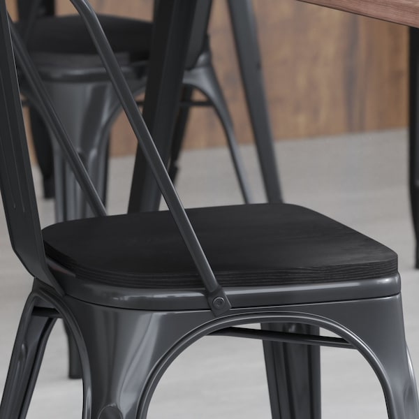 Flash Furniture 4PK Black Poly Resin Seats for Stools & Chairs, 4PK - 4-JJ-SEA-PL01-BK-GG