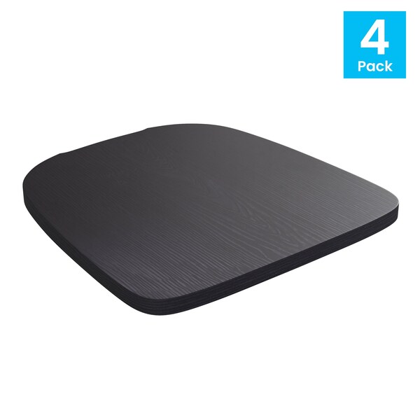 Flash Furniture 4PK Black Poly Resin Seats for Stools & Chairs, 4PK - 4-JJ-SEA-PL01-BK-GG