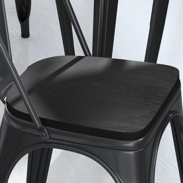 Flash Furniture 4PK Black Poly Resin Seats for Stools & Chairs, 4PK - 4-JJ-SEA-PL01-BK-GG