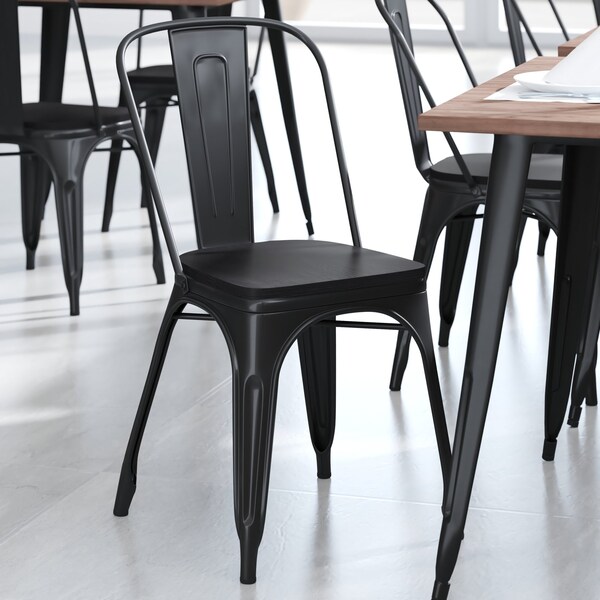 Flash Furniture 4PK Black Poly Resin Seats for Stools & Chairs, 4PK - 4-JJ-SEA-PL01-BK-GG