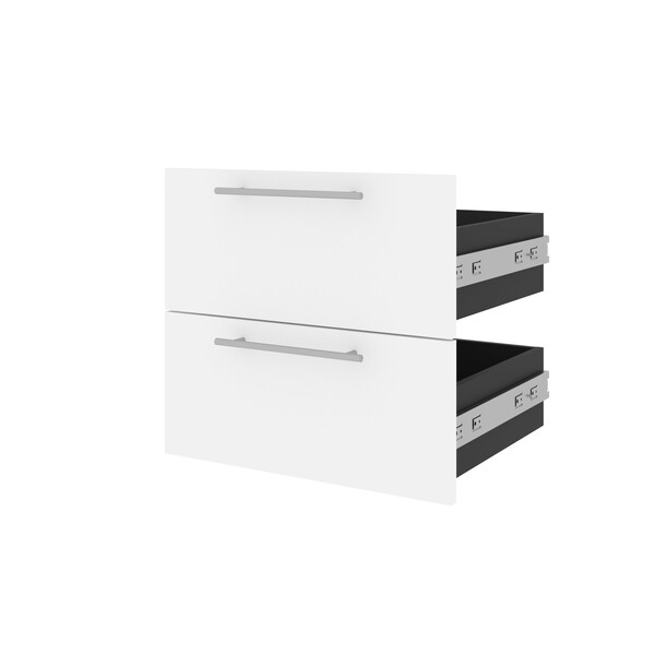 Bestar Orion 2 Drawer Set for Orion 20W Narrow Shelving Unit, White & Walnut Grey - 116163-000017