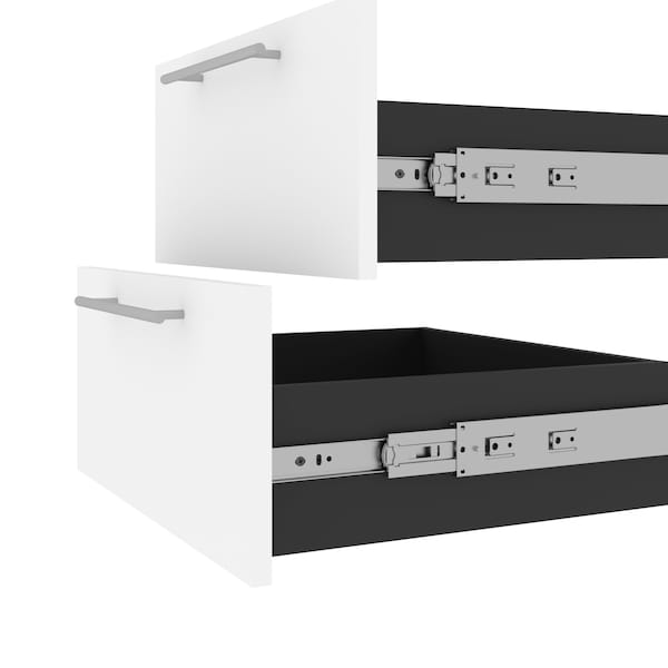 Bestar Orion 2 Drawer Set for Orion 20W Narrow Shelving Unit, White & Walnut Grey - 116163-000017