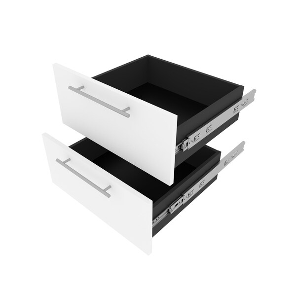 Bestar Orion 2 Drawer Set for Orion 20W Narrow Shelving Unit, White & Walnut Grey - 116163-000017