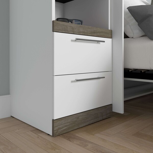 Bestar Orion 2 Drawer Set for Orion 20W Narrow Shelving Unit, White & Walnut Grey - 116163-000017