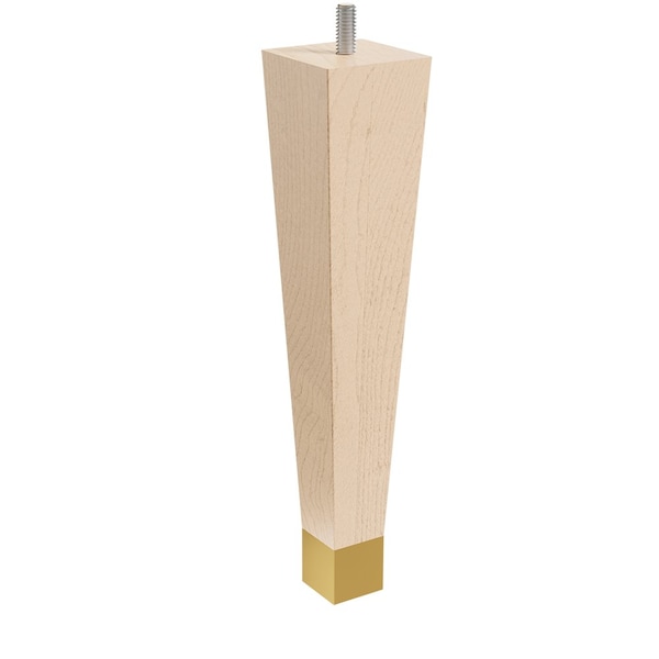 Designs Of Distinction 9" Square Tapered Leg W/ bolt and 1" Satin Brass Ferrule - Hardwood W/ Semi-Gloss Clear Coat Finish - 01241009MASB8