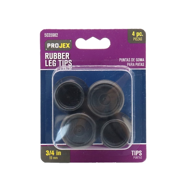 Projex Projex Rubber Leg Tip Black Round 3/4 in. W 4 pk - P0047