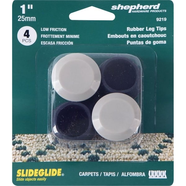 Shepherd Hardware Chair Tip, Round, Rubber, Black, 1 in Dia, 1 in H - 9219