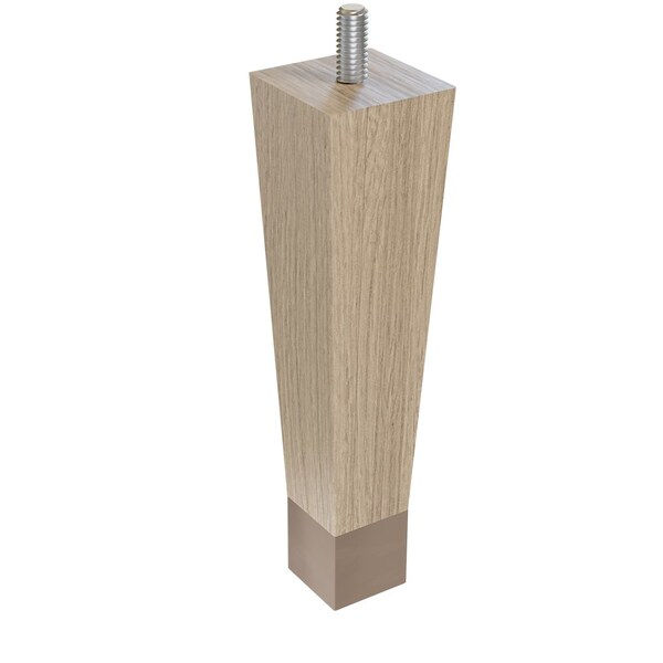 Designs Of Distinction 6" Square Tapered Leg W/ bolt and 1" Warm Bronze Ferrule - White Oak W/ Semi-Gloss Clear Coat Finish - 01241006WKWB8