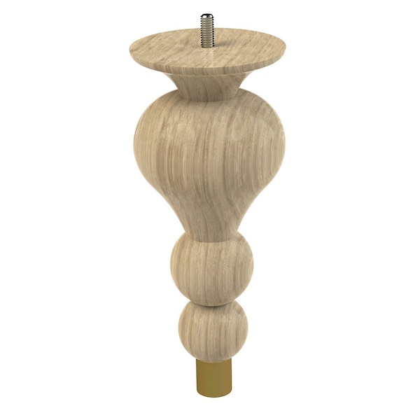 Designs Of Distinction 9" Tipt Toe Bun Foot W/ bolt and 1" Satin Brass Ferrule - White Oak W/ Semi-Gloss Clear Coat Finish - 01242009WKSB8