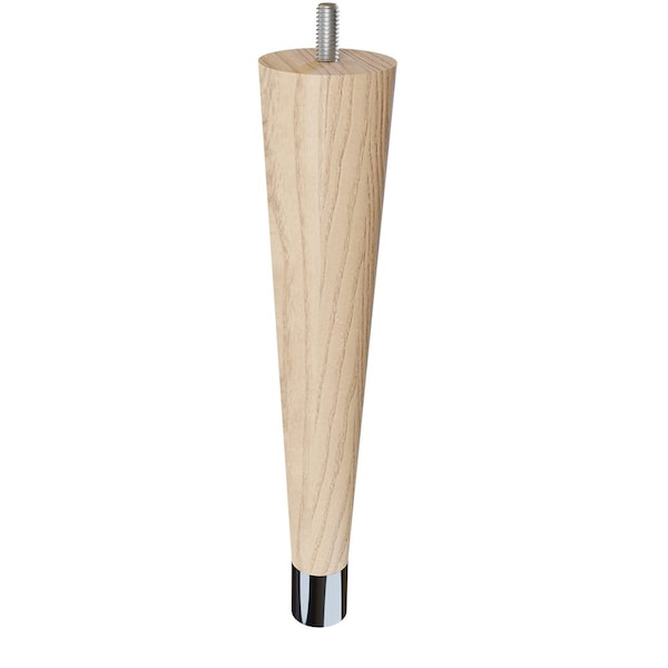 Designs Of Distinction 9" Round Tapered Leg with bolt and 1" Chrome Ferrule - Ash - 01240009ASCR6