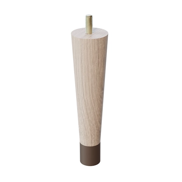 Designs Of Distinction 6" Round Tapered Leg with bolt and 1" Warm Bronze Ferrule - White Oak - 01240006WKWB6