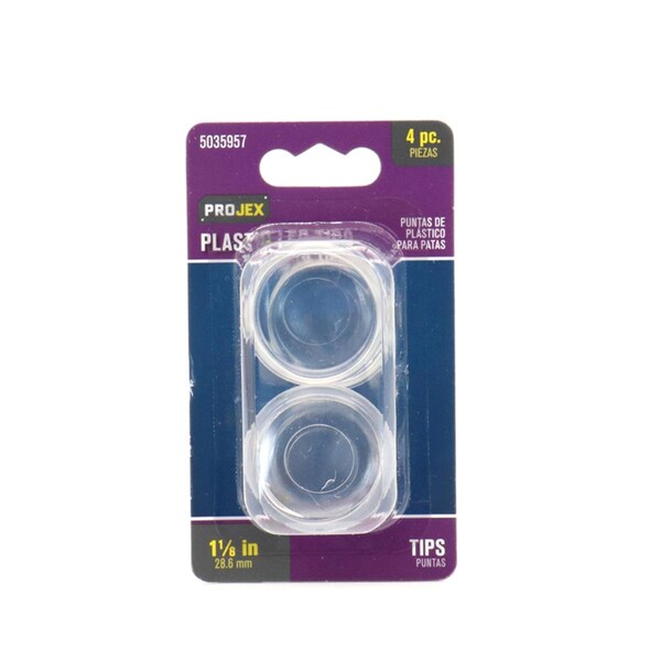 Posdatas 1.12 in. Clear Round Thermoplastic Ethylene Leg Tip, 24PK - PO3307353