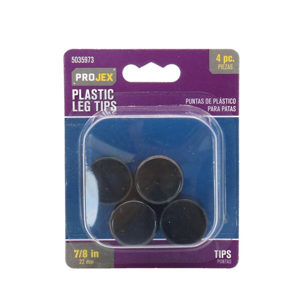 Posdatas 0.87 in. Plastic Leg Tip, Round, Black, 4PK - PO3306538
