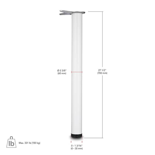 Richelieu Adjustable Table Leg, 27 1/2 in (700 mm), Brushed Nickel, PK 4 - 615710175