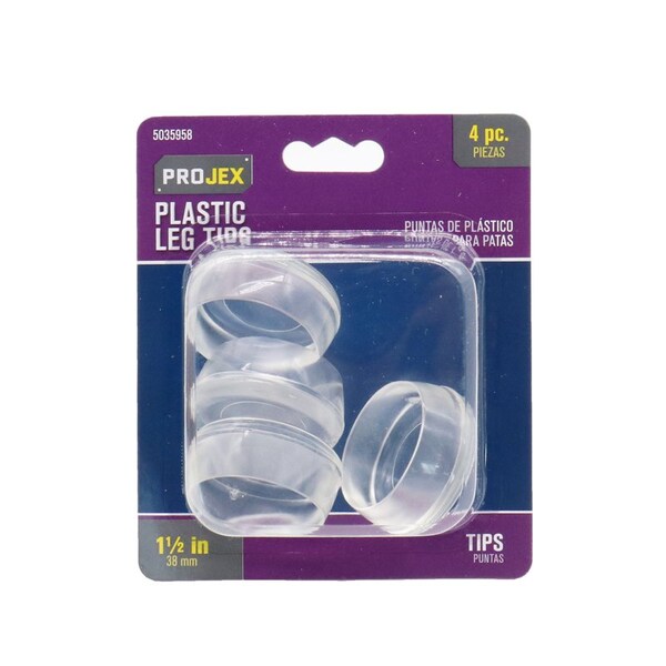 Projex Projex Thermoplastic Ethylene Leg Tip Clear Round 1-1/2 in. W 4 pk - P0079
