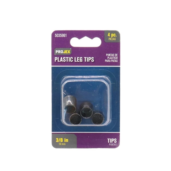 Posdatas 0.37 in. Plastic Leg Tip, Round, Black, 4PK - PO3306810