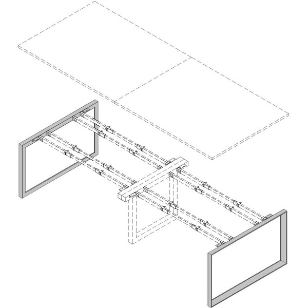 Lorell Wide Leg, Rect, Metal, f/Workstation, 45-1/2"x4"x28-1/2", SR - LLR16251