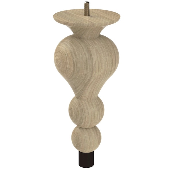 Designs Of Distinction 9" Tipt Toe Bun Foot W/ bolt and 1" Flat Black Ferrule - White Oak W/ Semi-Gloss Clear Coat Finish - 01242009WKWR8
