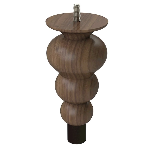Designs Of Distinction 6" Tipt Toe Bun Foot with bolt and 1" Flat Black Ferrule - Walnut with Semi-Gloss Clear Coat Finish - 01242006WLWR8